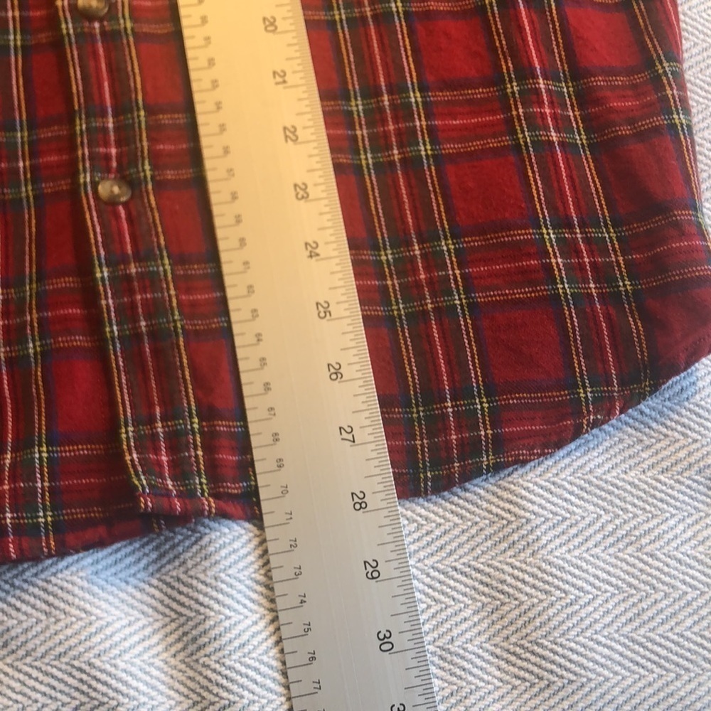EDDIE BAUER Men's Medium Red  Plaid Flannel Button Down  USED Good Condition - Picture 9 of 15